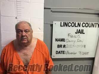 Recent Mugshot Image for DANNY DOW FRANCIS in Lincoln County, Oklahoma