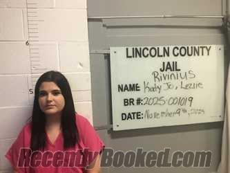 Recent Mugshot Image for KATY JO LEZLIE RIVINIUS in Lincoln County, Oklahoma