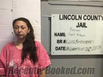 Recent Mugshot Image for APRIL DAWN BYRUM in Lincoln County, Oklahoma