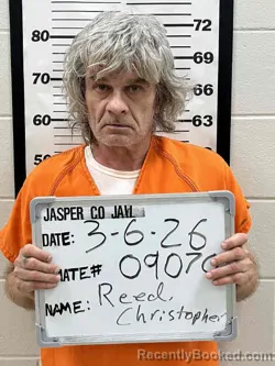 Mugshot of CHRISTOPHER ALLEN REED booked in Jasper County, Iowa on March 6, 2026