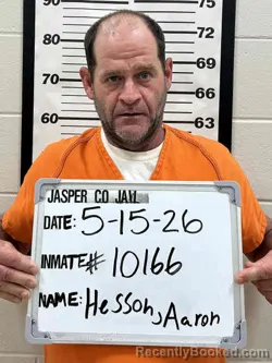 Mugshot of AARON CHRISTOPHER HESSON booked in Jasper County, Iowa on May 15, 2026