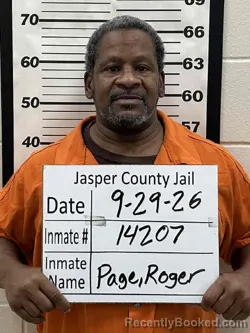 Mugshot of Roger Lynn Page booked in Jasper County, Iowa on September 29, 2026