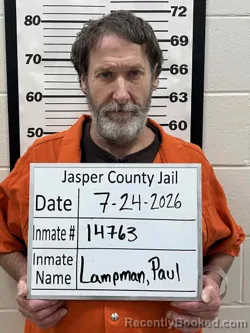 Mugshot of PAUL RAY JR LAMPMAN booked in Jasper County, Iowa on July 24, 2026