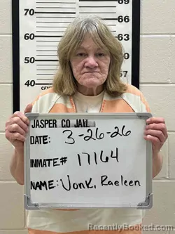 Mugshot of RAELEEN KAYE VONK booked in Jasper County, Iowa on March 26, 2026