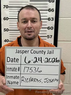 Mugshot of JOSEPH LEVI RICHARDS booked in Jasper County, Iowa on June 24, 2026