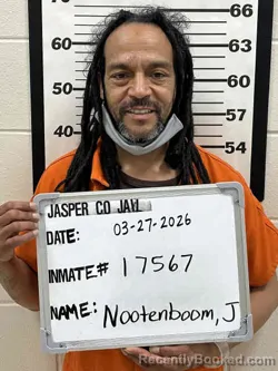 Mugshot of JOHNNEY RAY NOOTENBOOM booked in Jasper County, Iowa on March 27, 2026