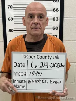 Mugshot of DREW BURTON WHITACRE booked in Jasper County, Iowa on June 24, 2026