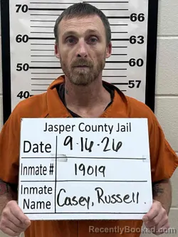 Mugshot of Russell Ray Casey booked in Jasper County, Iowa on September 16, 2026