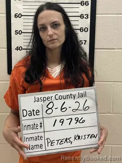 Mugshot of Kristen Amber Peters booked in Jasper County, Iowa on August 6, 2026