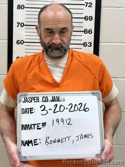 Mugshot of JAMES ALLEN BONNETT booked in Jasper County, Iowa on March 19, 2026