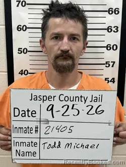 Mugshot of Michael Tayler Todd booked in Jasper County, Iowa on September 25, 2026
