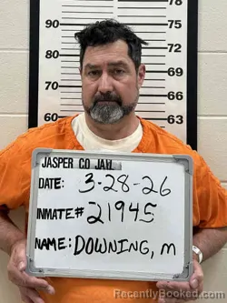 Mugshot of MICHAEL JAMES DOWNING booked in Jasper County, Iowa on March 28, 2026