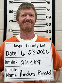 Mugshot of RONALD LEWIS JR HINDERS booked in Jasper County, Iowa on June 23, 2026