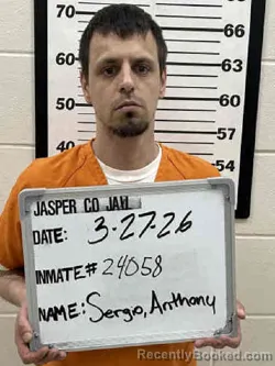 Mugshot of ANTHONY MICHEAL SERGIO booked in Jasper County, Iowa on March 27, 2026