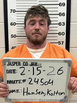 Mugshot of KOLTON BRET HANSEN booked in Jasper County, Iowa on April 4, 2026