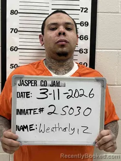 Mugshot of ZAKK HAROLD WEATHERLY booked in Jasper County, Iowa on March 11, 2026