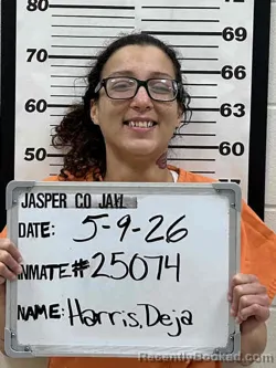 Mugshot of DEJA RAE HARRIS booked in Jasper County, Iowa on May 9, 2026