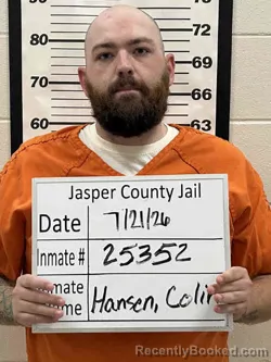 Mugshot of COLIN CHRISTOPHER HANSEN booked in Jasper County, Iowa on July 21, 2026