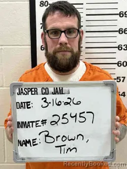 Mugshot of TIMOTHY DEAN BROWN booked in Jasper County, Iowa on March 16, 2026