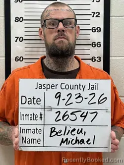Mugshot of Michael Howard Belieu booked in Jasper County, Iowa on September 23, 2026