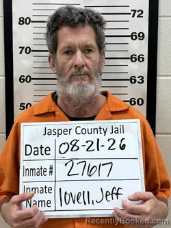 Mugshot of Jeffrey Wayne Lovell booked in Jasper County, Iowa on August 21, 2026