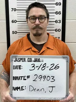 Mugshot of JACOB HOWARD DEAN booked in Jasper County, Iowa on March 18, 2026