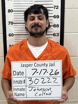 Mugshot of COLTON SCOTT JOHNSON booked in Jasper County, Iowa on July 17, 2026