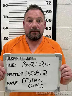 Mugshot of CRAIG WIGHT MILLAR booked in Jasper County, Iowa on March 21, 2026