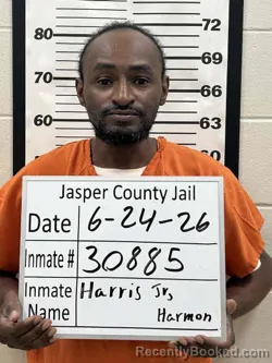 Mugshot of HARMON LEE DERREL HARRIS JR booked in Jasper County, Iowa on June 24, 2026