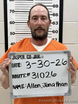 Mugshot of JONATHAN MARC ALLEN booked in Jasper County, Iowa on March 30, 2026