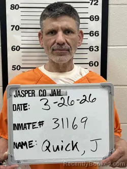 Mugshot of JASON AARON QUICK booked in Jasper County, Iowa on March 26, 2026