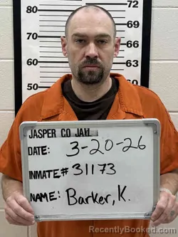 Mugshot of KEVIN MICHAEL BARKER booked in Jasper County, Iowa on March 20, 2026
