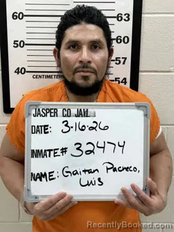 Mugshot of LUIS ALBERTO GAITAN PACHECO booked in Jasper County, Iowa on March 16, 2026