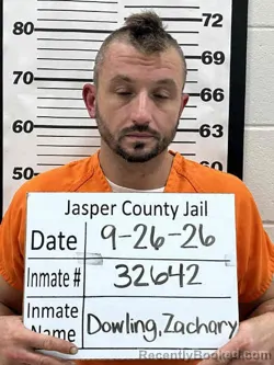 Mugshot of Zachary James Dowling booked in Jasper County, Iowa on September 26, 2026
