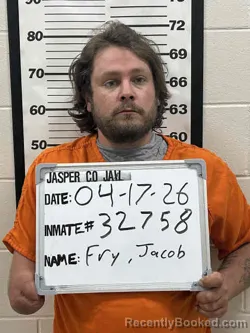 Mugshot of JACOB CHARLES FRY booked in Jasper County, Iowa on April 17, 2026