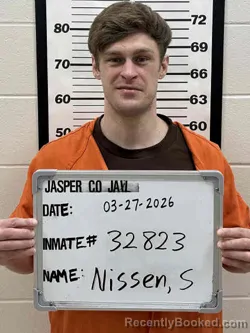 Mugshot of SKYLER ZACHARY NISSEN booked in Jasper County, Iowa on March 27, 2026