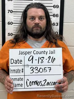 Mugshot of Zaccaria Nicolas Combs booked in Jasper County, Iowa on September 18, 2026