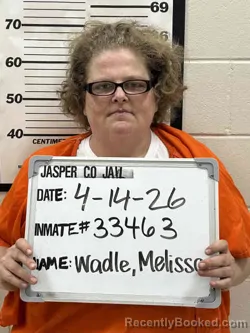 Mugshot of MELISSA SUE WADLE booked in Jasper County, Iowa on April 14, 2026