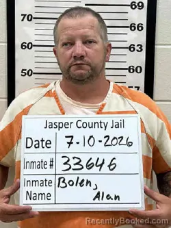 Mugshot of ALAN BRYANT BOLEN booked in Jasper County, Iowa on July 10, 2026