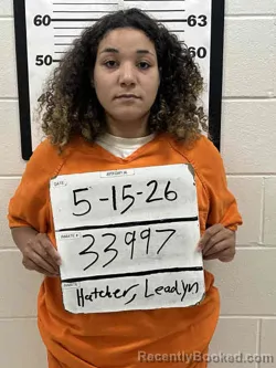 Mugshot of LEADYN FAELIN RENAAE HATCHER booked in Jasper County, Iowa on May 15, 2026