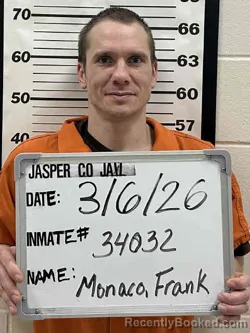 Mugshot of FRANK JOSEPH MONACO booked in Jasper County, Iowa on March 6, 2026