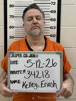 Mugshot of ENOSH KELLEY booked in Jasper County, Iowa on May 12, 2026