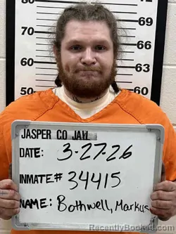 Mugshot of MARKUS JOSHUA BOTHWELL booked in Jasper County, Iowa on March 27, 2026