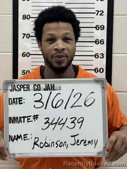 Mugshot of JEREMY KURTIS ROBINSON booked in Jasper County, Iowa on March 6, 2026