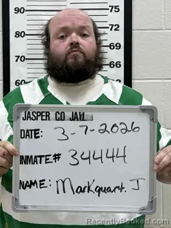 Mugshot of JOSHUA JEFFREY MARKQUART booked in Jasper County, Iowa on March 7, 2026