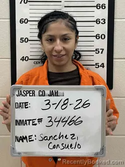 Mugshot of CONSUELO SANCHEZ booked in Jasper County, Iowa on March 18, 2026