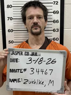 Mugshot of MATTHEW JAMES ZUEHLKE booked in Jasper County, Iowa on March 18, 2026