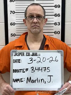 Mugshot of JASON LEE MARLIN booked in Jasper County, Iowa on March 20, 2026