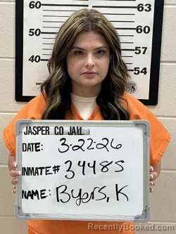 Mugshot of KENZIE ANDERSON BYERS booked in Jasper County, Iowa on March 22, 2026