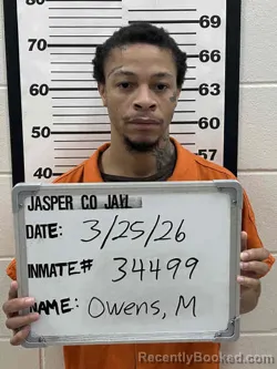 Mugshot of MALIK OWENS booked in Jasper County, Iowa on March 25, 2026